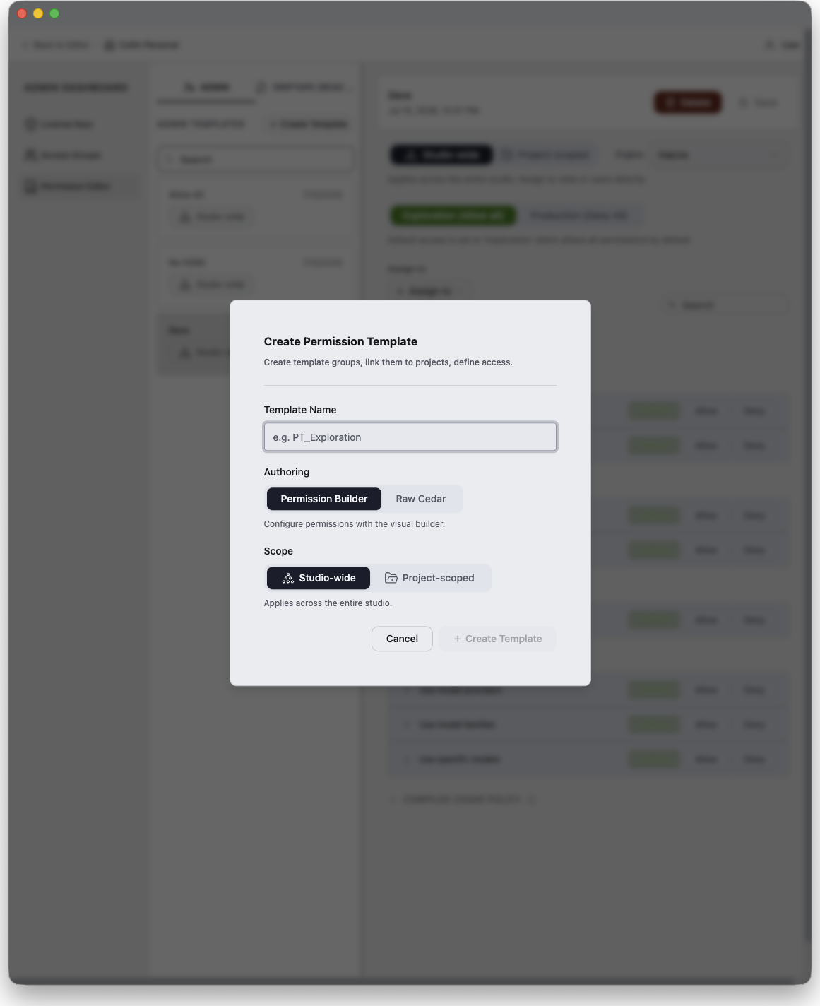 Create Permission Template 對話方塊