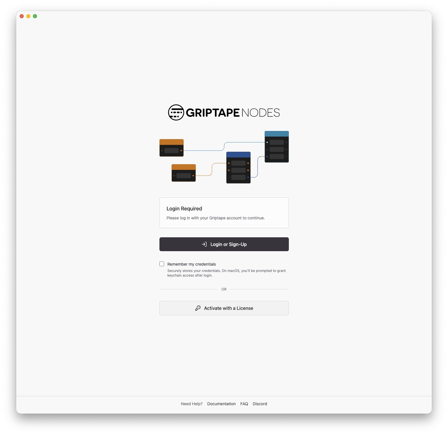 登入畫面中位於 Login or Sign-Up 按鈕下方的 Activate with a License 按鈕